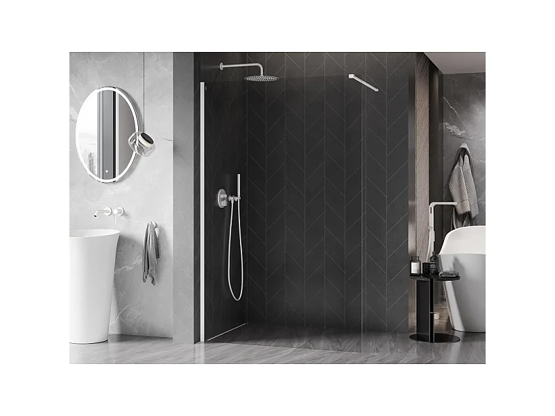 Mexen Kioto-X ścianka prysznicowa Walk-in 100 x 200 cm, transparent 10 mm, biała - 800-100-101-20-00-X