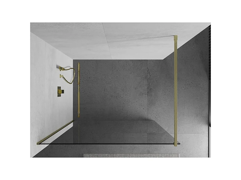 Mexen Kioto paroi de douche Walk-in 100 x 200 cm, transparent 8 mm, or brossé - 800-100-101-55-00