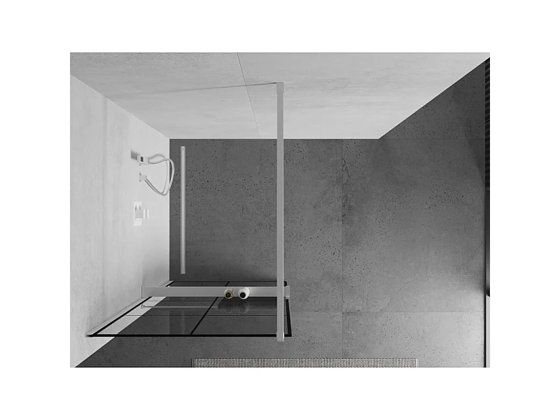 Mexen Kioto+ panneau de douche avec étagère Walk-in 80 x 200 cm, grille noire, blanc - 800-080-121-20-77
