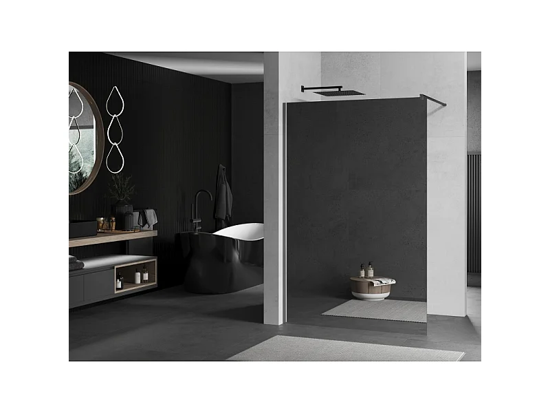 Mexen Kioto Walk-in Shower Wall 140 x 200 cm, Mirror 8 mm, Gun Metal - 800-140-101-95-50
