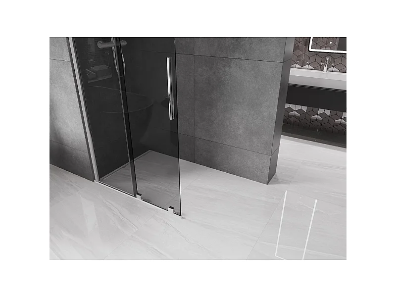 Mexen Velar Walk-in Shower Screen 110 x 200 cm, Graphite 8 mm, Chrome - 871-110-000-43-01