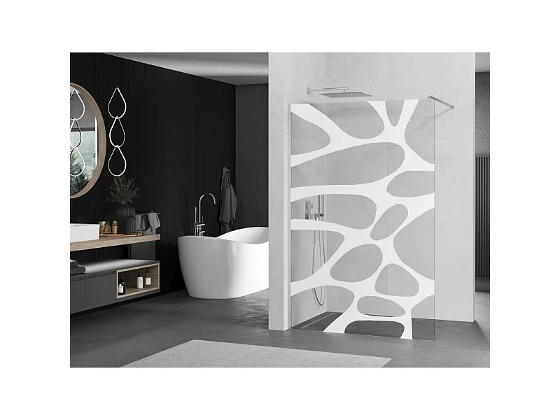 Mexen Kioto tuš pregrada Walk-in 80 x 200 cm, bela val 8 mm, brušen nikel - 800-080-101-97-97