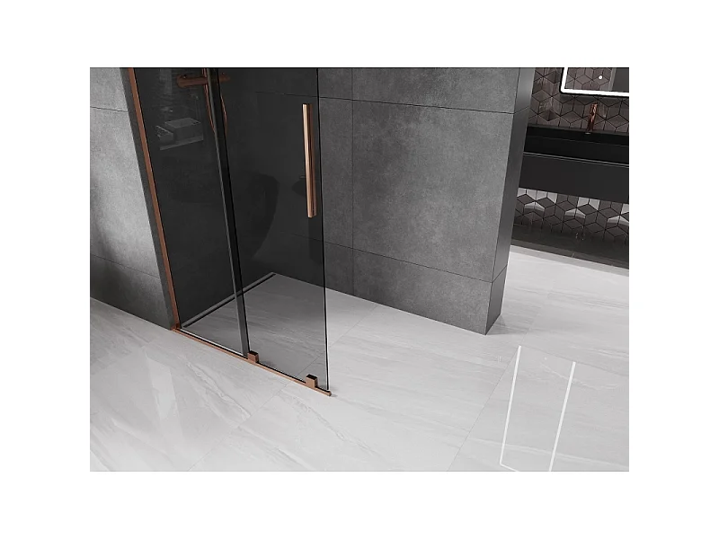 Mexen Velar L paroi de douche coulissante Walk-in 120 x 200 cm, graphite 8 mm, or rose - 871-120-003-43-60