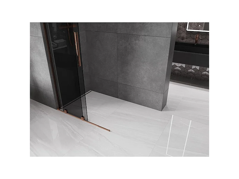 Mexen Velar L paroi de douche coulissante Walk-in 120 x 200 cm, graphite 8 mm, or rose - 871-120-003-43-60