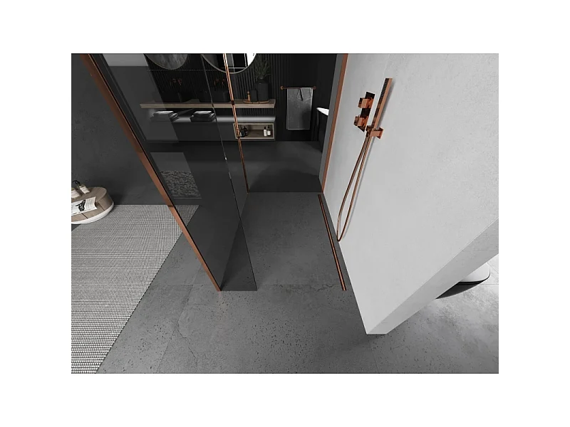 Mexen Kioto Walk-in brusevæg 90 x 85 x 40 cm, transparent, rosa guld - 800-090-085-221-60-00-040