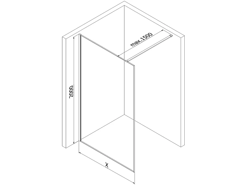 Mexen Kioto paroi de douche Walk-in 70 x 200 cm, craquelé graphite 12 mm, noir - 800-070-101-70-44-X