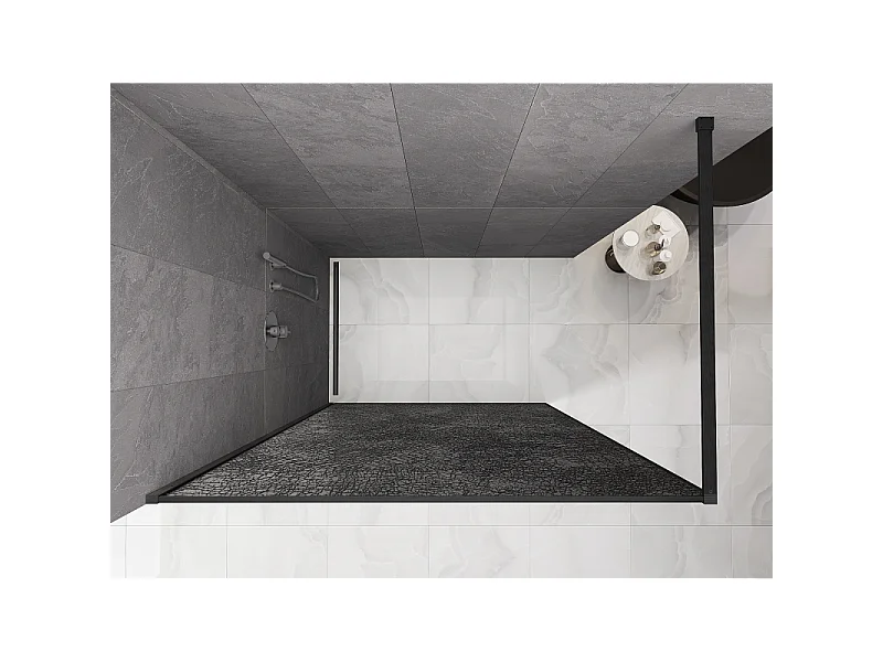 Mexen Kioto Walk-in Duschwand 160 x 200 cm, Crackle Graphit 12 mm, Gebürstet Gun Gray - 800-160-101-66-44-X