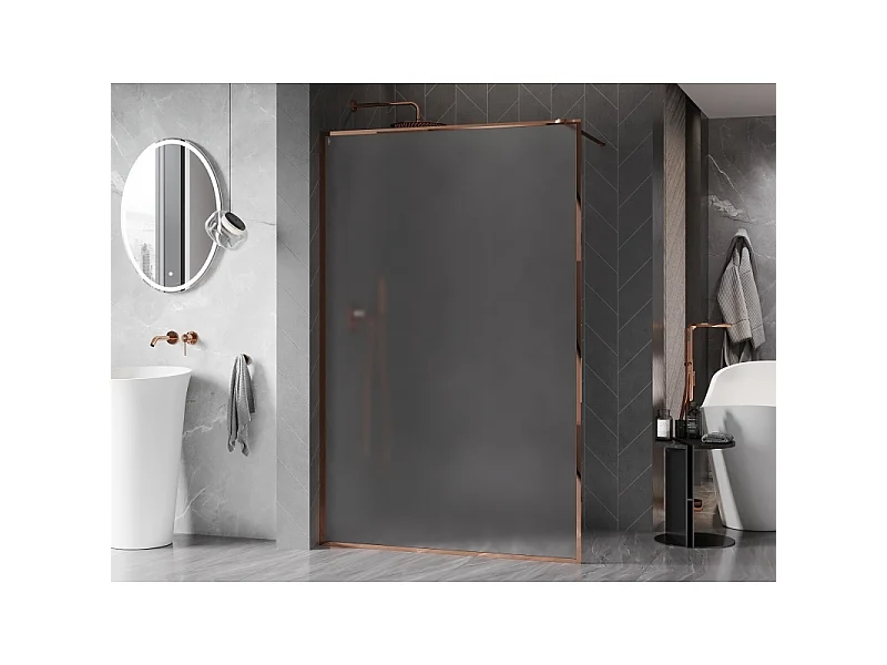 Mexen Kioto-XF parede de duche tipo Walk-in com moldura 70 x 202 cm, fosco 10 mm, ouro rosa - 800-070-104-60-30-X