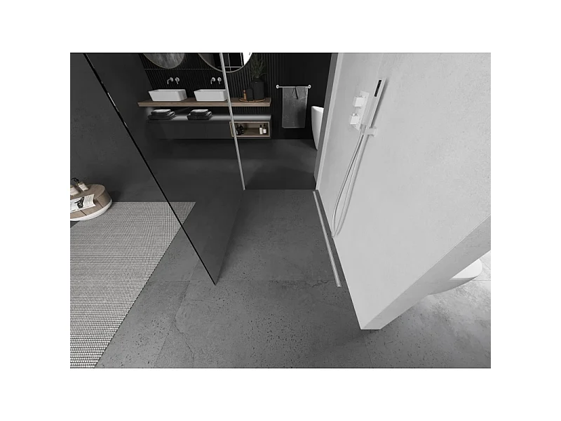 Mexen Kioto Duschwand Walk-in 90 x 90 cm, transparent, weiß - 800-090-212-20-00-090