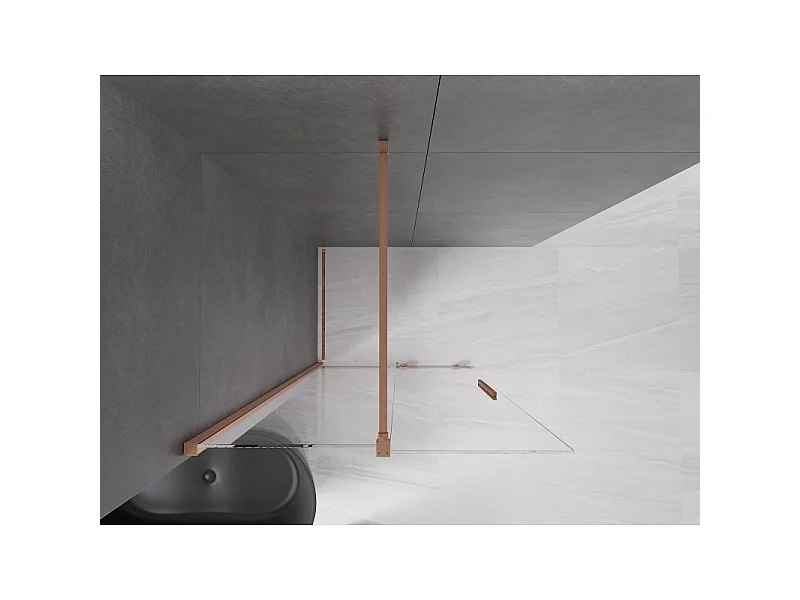 Mexen Velar paroi de douche coulissante Walk-in 120 x 200 cm, transparent 8 mm, cuivre brossé - 871-120-000-03-65