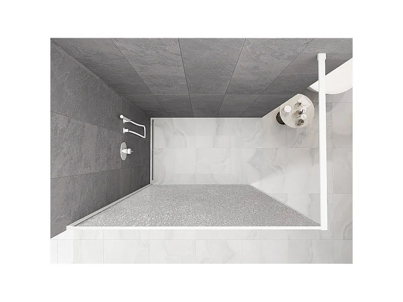 Mexen Kioto paroi de douche Walk-in 130 x 200 cm, crackle transparent 12 mm, blanc - 800-130-101-20-04-X