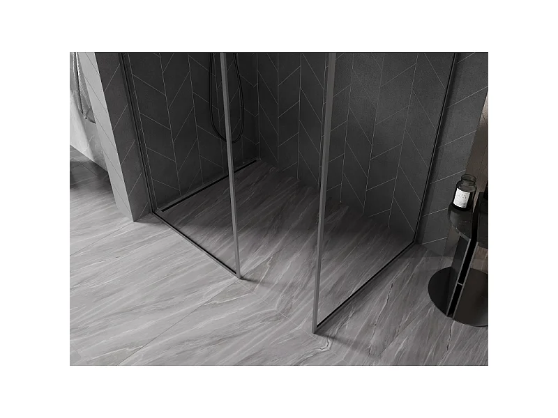 Mexen Kioto-XF painel de duche Walk-in com moldura 160 x 120 cm, transparente 10 mm, gun metal - 800-160-202-04-95-120-XF