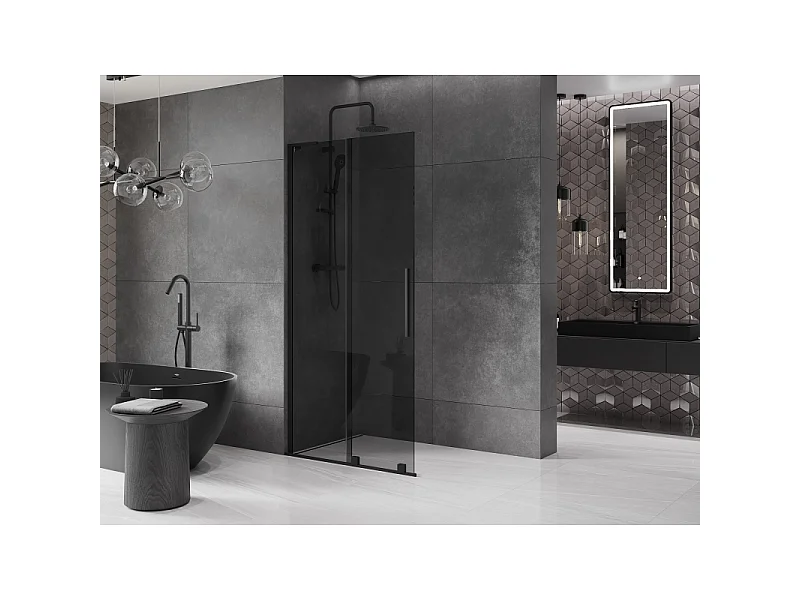 Mexen Velar L paroi de douche coulissante Walk-in 120 x 200 cm, graphite 8 mm, noire - 871-120-003-43-70