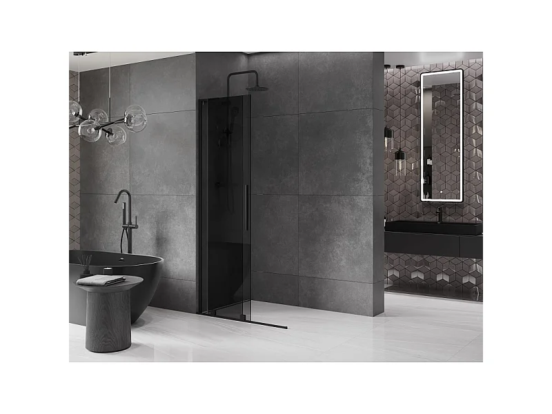 Mexen Velar L paroi de douche coulissante Walk-in 120 x 200 cm, graphite 8 mm, noire - 871-120-003-43-70