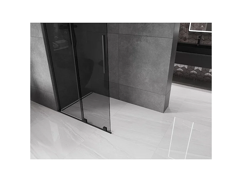 Mexen Velar L paroi de douche coulissante Walk-in 120 x 200 cm, graphite 8 mm, noire - 871-120-003-43-70