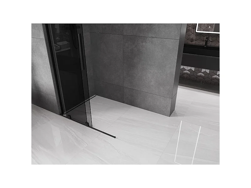 Mexen Velar L paroi de douche coulissante Walk-in 120 x 200 cm, graphite 8 mm, noire - 871-120-003-43-70