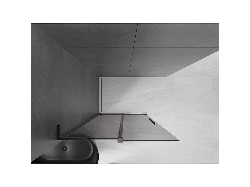 Mexen Velar L paroi de douche coulissante Walk-in 120 x 200 cm, graphite 8 mm, noire - 871-120-003-43-70