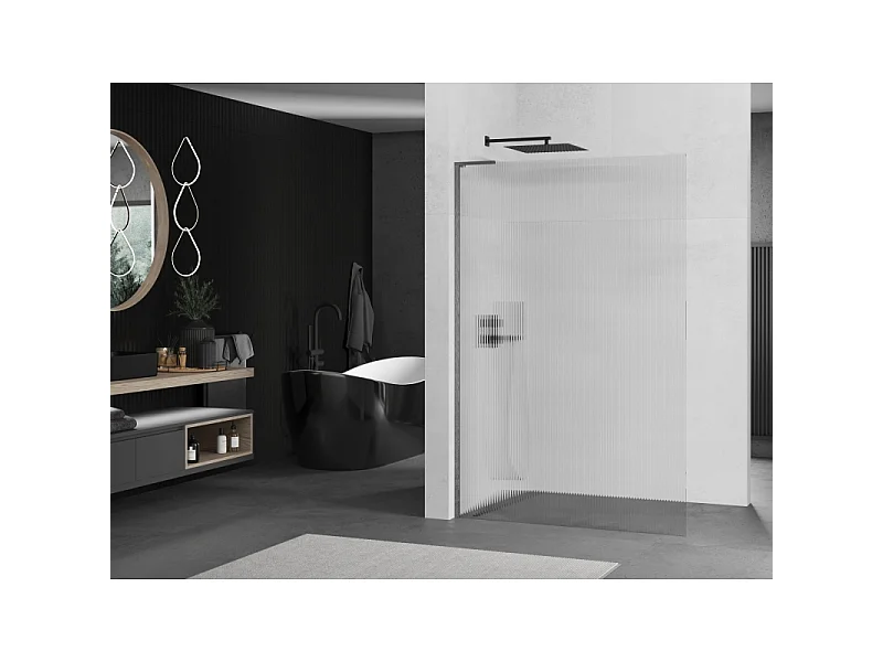 Mexen Kioto L paroi de douche Walk-in 110 x 200 cm, stries, gris canon brossé - 800-110-103-66-09