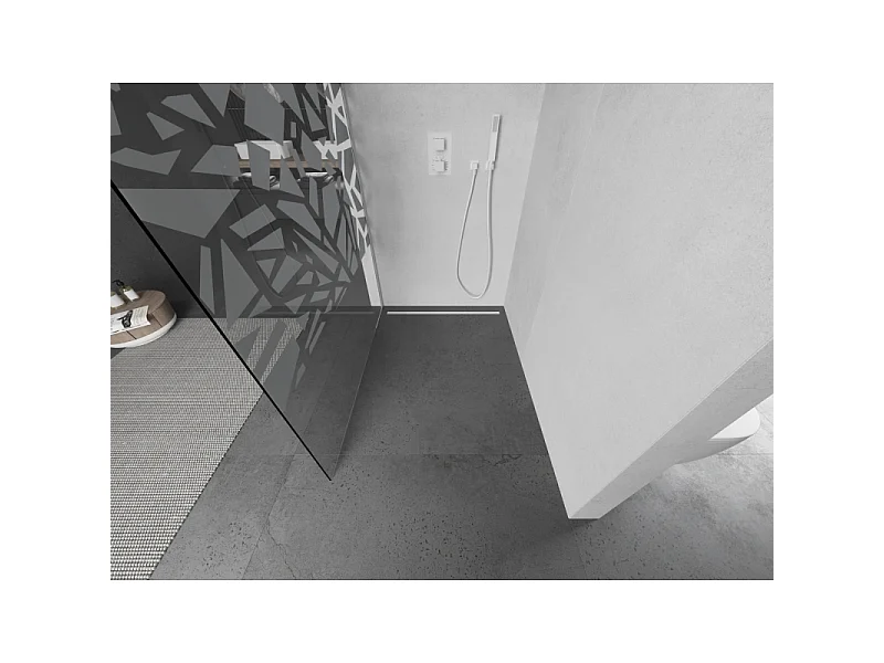 Mexen Kioto Duschwand Walk-in 120 x 200 cm, weißes Muster 8 mm, weiß - 800-120-101-20-85