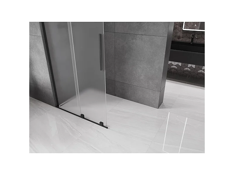 Mexen Velar L paroi de douche coulissante Walk-in 120 x 200 cm, givrée 8 mm, noire - 871-120-003-33-70