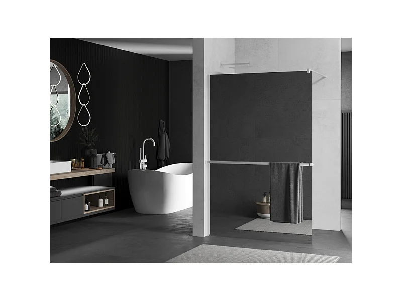 Mexen Kioto+ paroi de douche avec étagère Walk-in 70 x 200 cm, miroir, blanc - 800-070-121-20-50