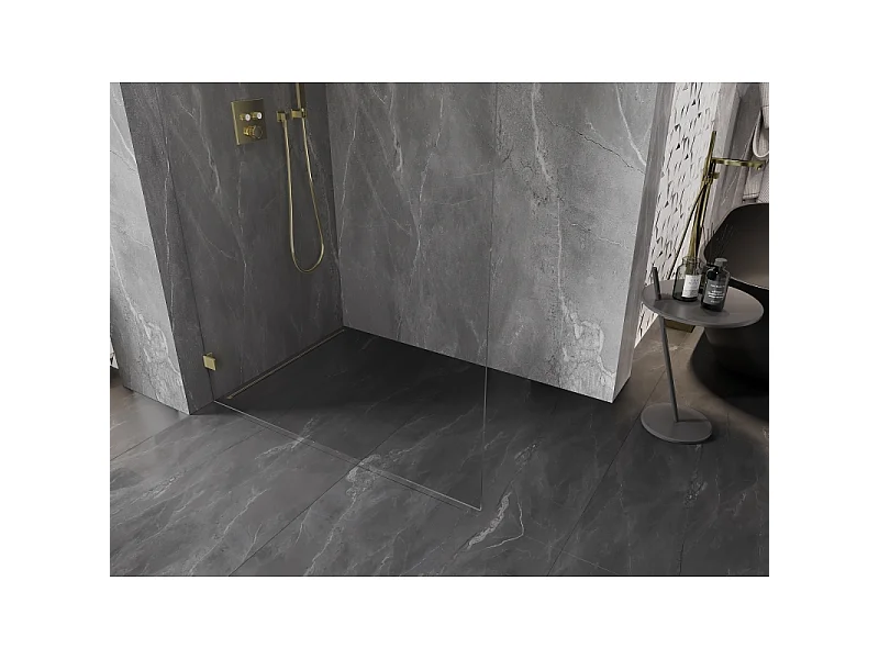 Mexen Lunar L Tuš stena Walk-in leva 70 x 200 cm, prozorna 8 mm, zlato ščetkana - 830L-070-000-55-00-L