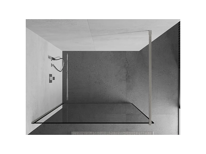 Mexen Kioto Duschwand Walk-in 120 x 200 cm, schwarzer Rahmen 8 mm, gebürsteter Nickel - 800-120-101-97-70