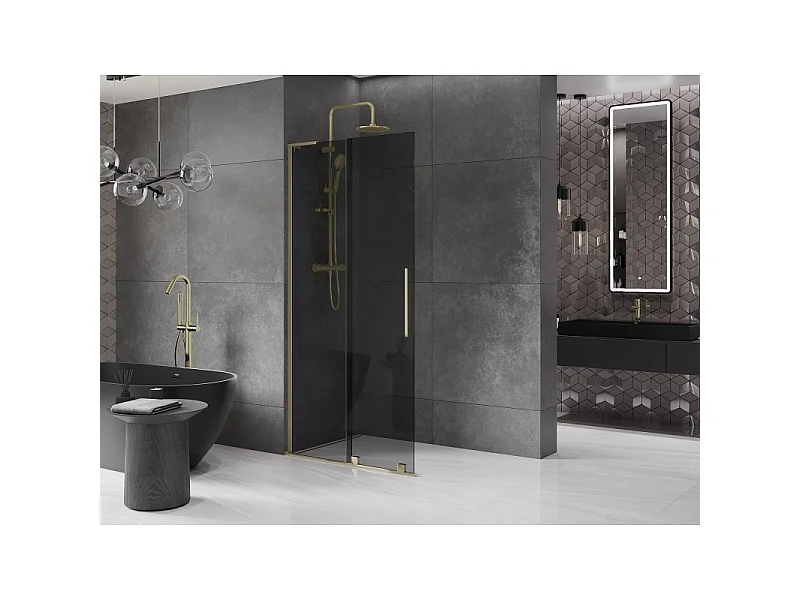 Mexen Velar L Paroi de douche coulissante Walk-in 120 x 200 cm, graphite 8 mm, or - 871-120-003-43-50