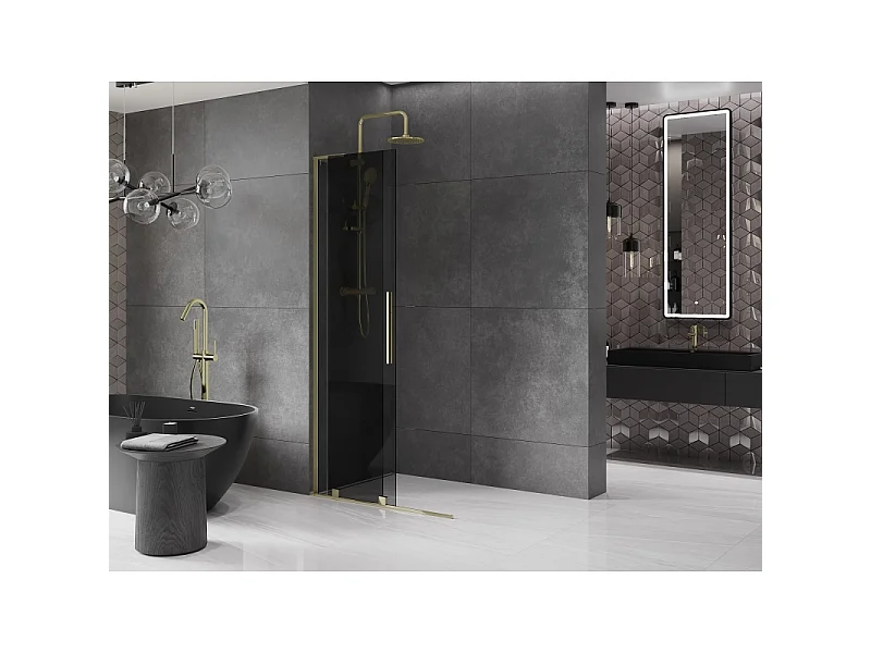 Mexen Velar L Paroi de douche coulissante Walk-in 120 x 200 cm, graphite 8 mm, or - 871-120-003-43-50