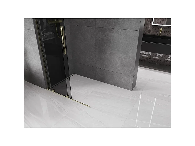 Mexen Velar L Paroi de douche coulissante Walk-in 120 x 200 cm, graphite 8 mm, or - 871-120-003-43-50