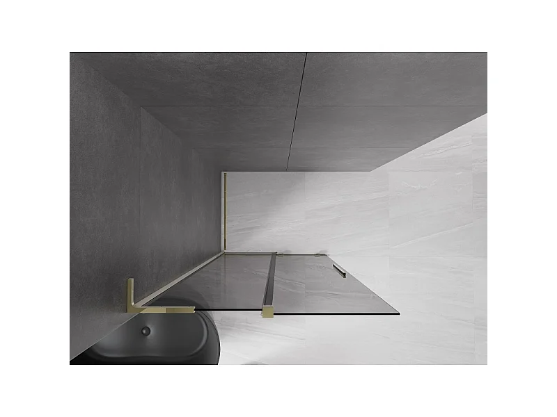 Mexen Velar L Paroi de douche coulissante Walk-in 120 x 200 cm, graphite 8 mm, or - 871-120-003-43-50