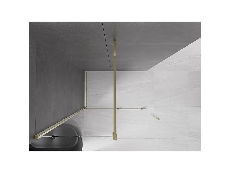 Mexen Velar sliding walk-in shower wall 160 x 200 cm, transparent 8 mm, gold - 871-160-000-03-50