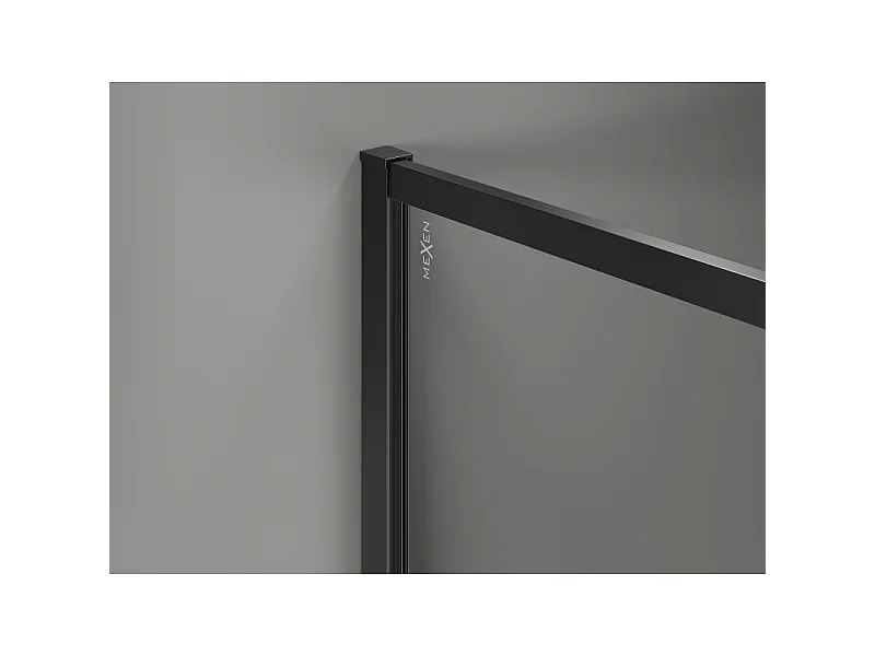 Mexen Kioto-XF Walk-in-brusevæg med ramme 70 x 202 cm, frostet 10 mm, sort - 800-070-104-70-30-X