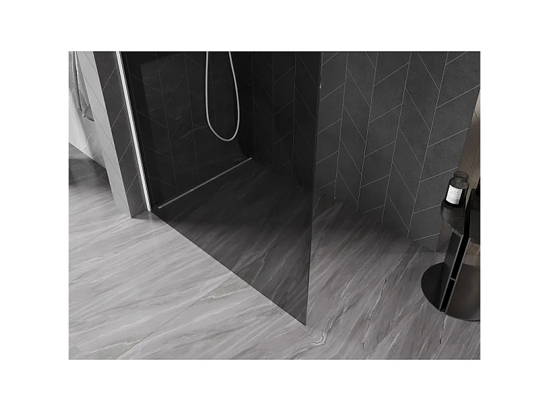 Mexen Kioto-X paroi de douche Walk-in 120 x 200 cm, graphite 10 mm, blanc - 800-120-101-20-40-X