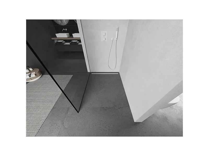 Mexen Kioto paroi de douche Walk-in 120 x 200 cm, cadre noir 8 mm, blanc - 800-120-101-20-70