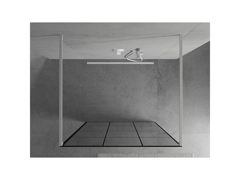 Mexen Kioto freestanding shower screen 120 x 200 cm, black grid 8 mm, white - 800-120-002-20-77