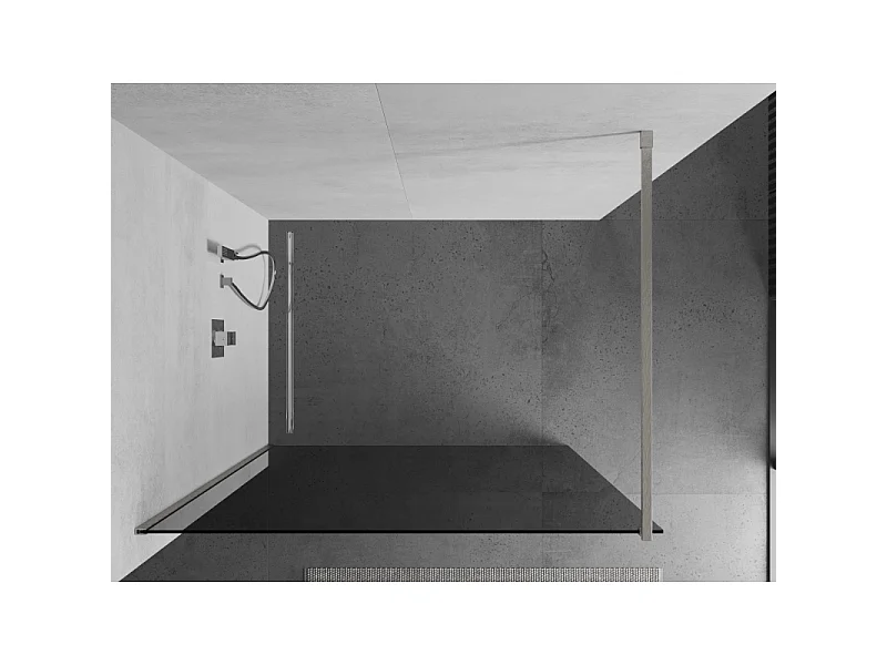 Mexen Kioto paroi de douche Walk-in 140 x 200 cm, graphite 8 mm, nickel brossé - 800-140-101-97-40