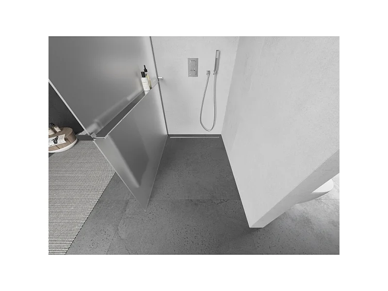 Mexen Kioto+ paroi de douche avec étagère Walk-in 90 x 200 cm, givrée, chrome - 800-090-121-01-30