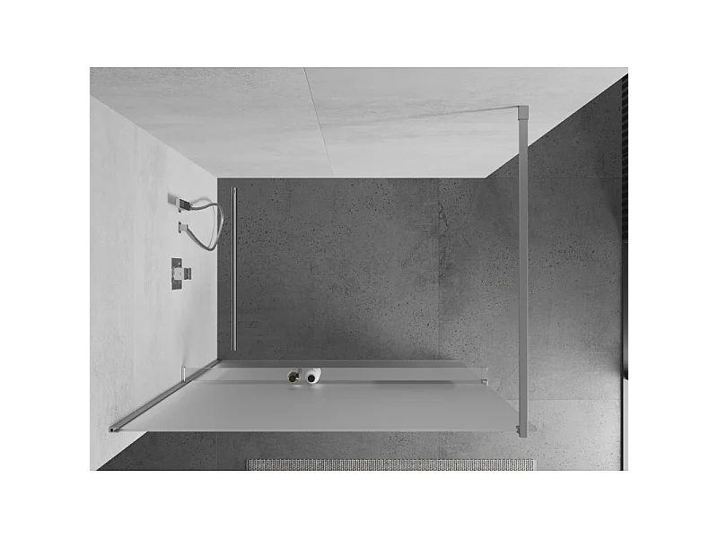 Mexen Kioto+ paroi de douche avec étagère Walk-in 90 x 200 cm, givrée, chrome - 800-090-121-01-30