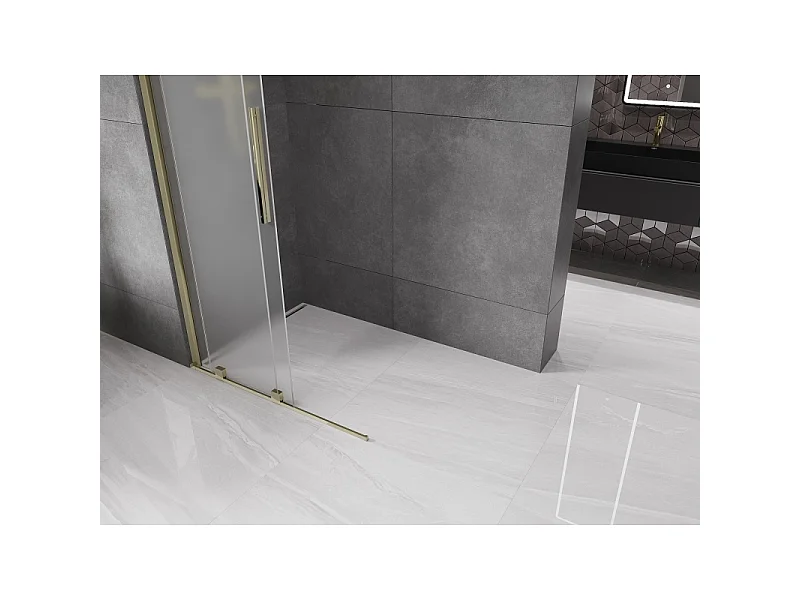 Mexen Velar Walk-in Shower Wall Sliding 80 x 200 cm, Frosted 8 mm, Gold - 871-080-000-33-50