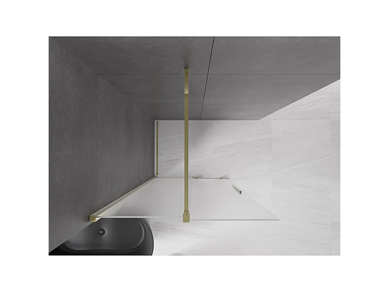 Mexen Velar Walk-in Shower Wall Sliding 80 x 200 cm, Frosted 8 mm, Gold - 871-080-000-33-50
