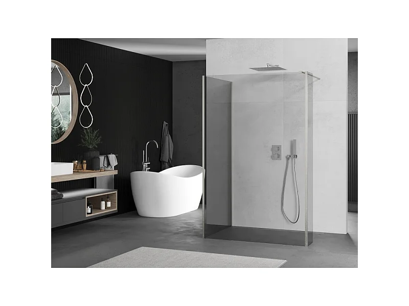 Mexen Kioto douchewand Walk-in 140 x 100 x 40 cm, transparant, geborsteld nikkel - 800-140-100-221-97-00-040