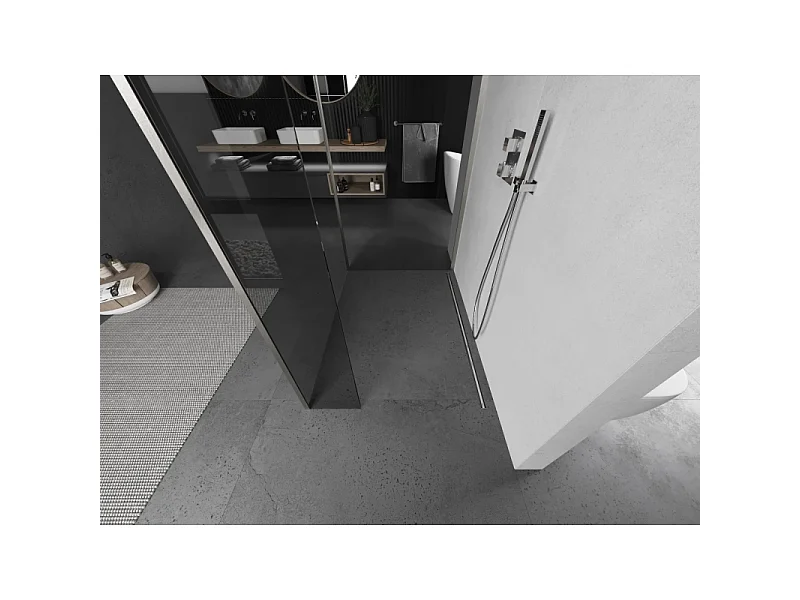 Mexen Kioto douchewand Walk-in 140 x 100 x 40 cm, transparant, geborsteld nikkel - 800-140-100-221-97-00-040