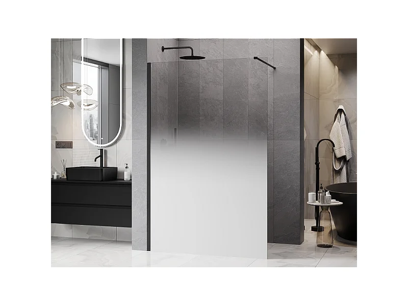 Mexen Kioto paroi de douche Walk-in 90 x 200 cm, ombrée blanche 8 mm, noire - 800-090-101-70-86