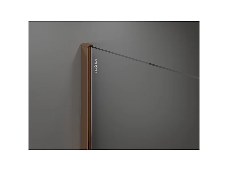 Mexen Kioto paroi de douche Walk-in 90 x 80 cm, cadre noir, or rose - 800-090-202-60-70-080