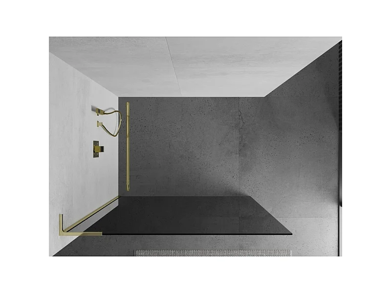 Mexen Kioto L panel de ducha Walk-in 70 x 200 cm, grafito, dorado - 800-070-103-50-40