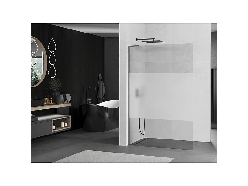 Mexen Kioto L paroi de douche Walk-in 120 x 200 cm, transparent/givré, gris canon brossé - 800-120-103-66-35