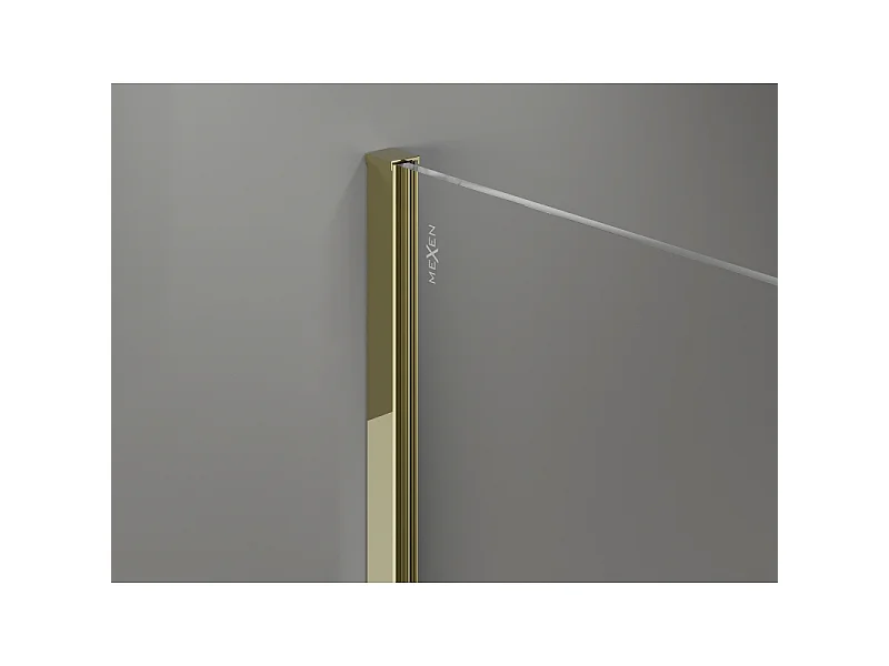 Mexen Kioto-X tuš stena Walk-in 130 x 200 cm, prozorna 10 mm, zlata - 800-130-101-50-00-X