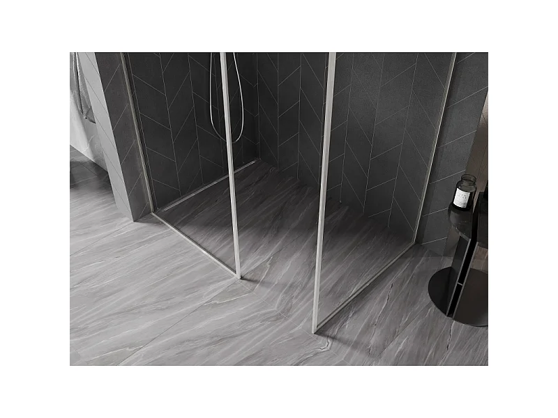 Mexen Kioto-XF parede de chuveiro Walk-in com moldura 160x90 cm, transparente 10 mm, níquel escovado - 800-160-202-04-97-090-XF