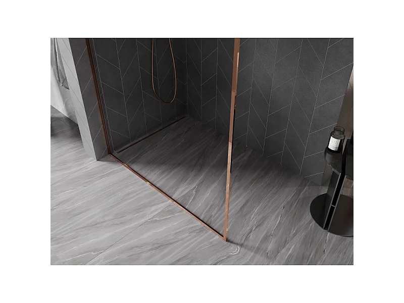 Mexen Kioto-F Walk-in Shower Screen with Frame, 155 x 202 cm, Clear 8 mm, Rose Gold - 800-155-104-60-00